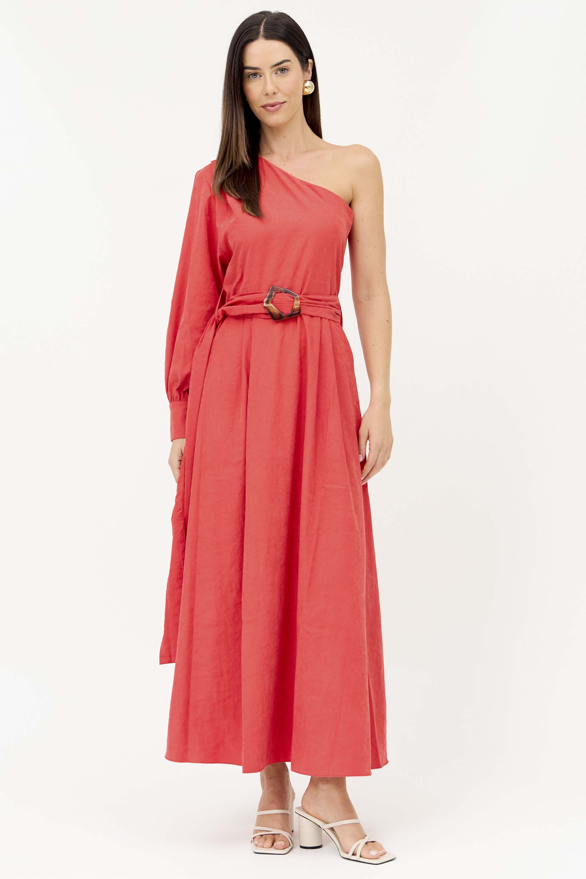 REST0077 - VESTIDO MIDI COM UM OMBRO SÓ