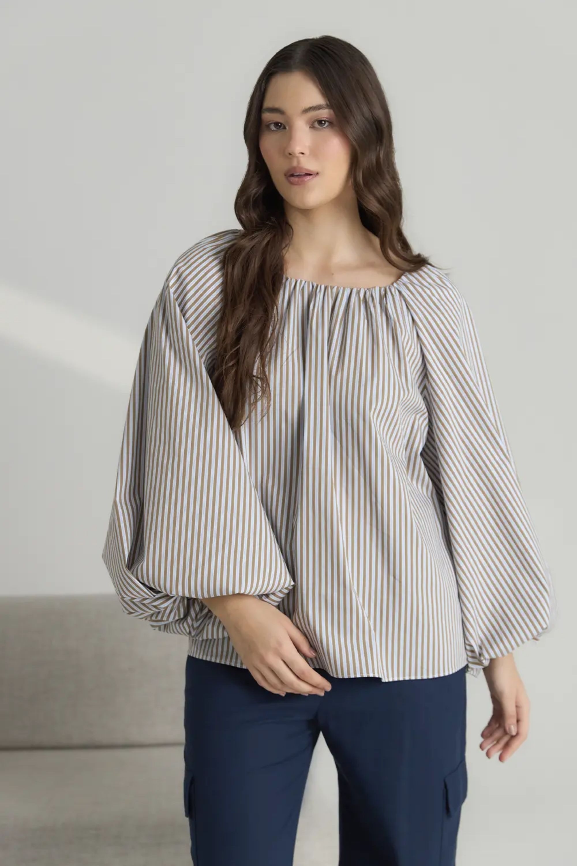 REST0622 - BLUSA MANGA BALONE DE LISTRAS