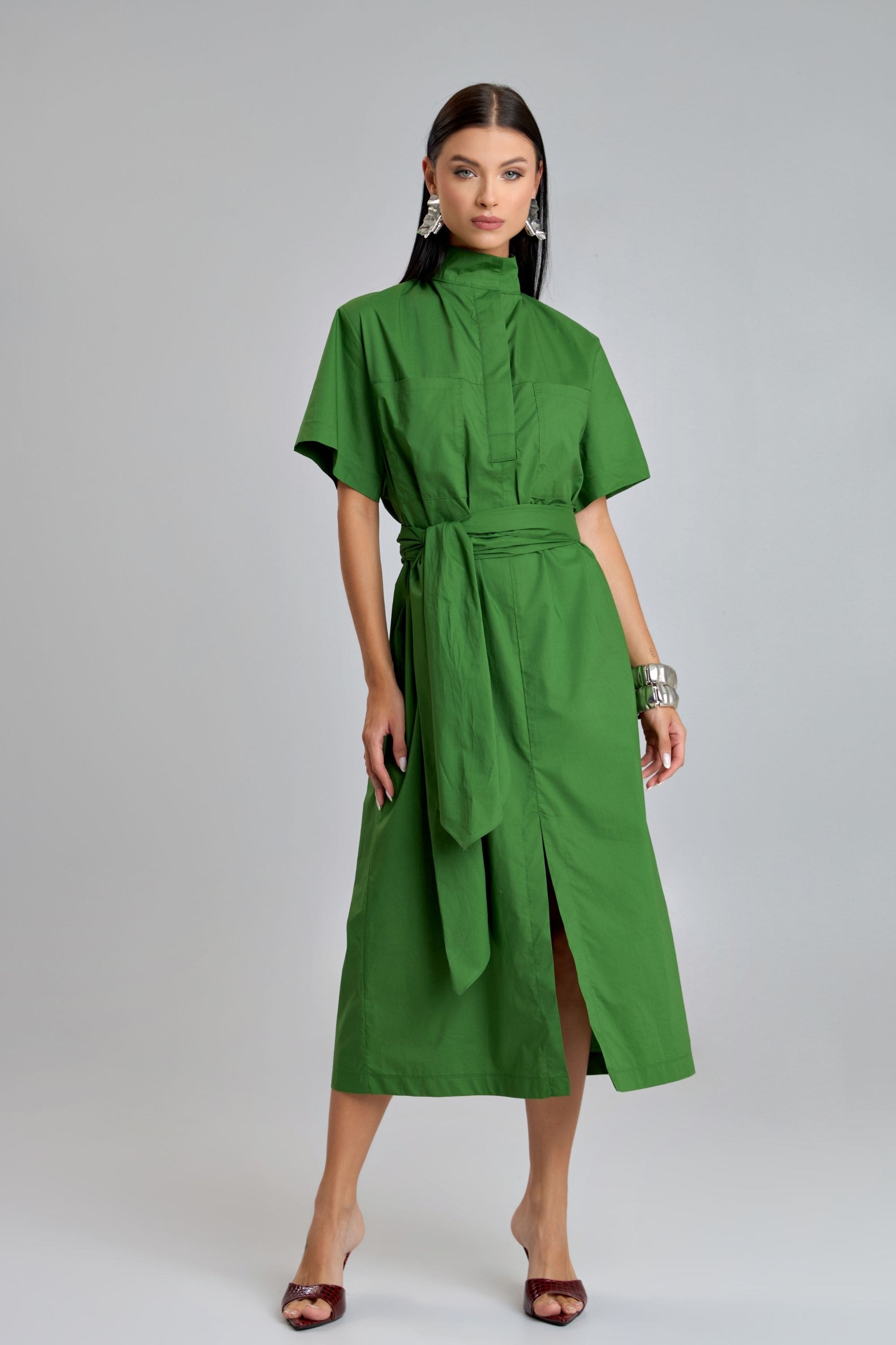 REST0655 - VESTIDO C/ MEIA VISTA E BOLSOS FRONTAIS
